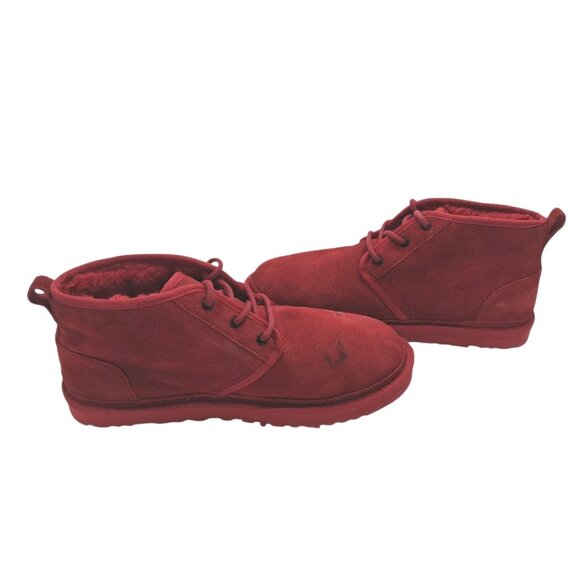 UGG Neumel Shoes Mens Size 12 Red Suede Chukka Ankle Wool Lined Lace Up 3236 - Picture 9 of 9